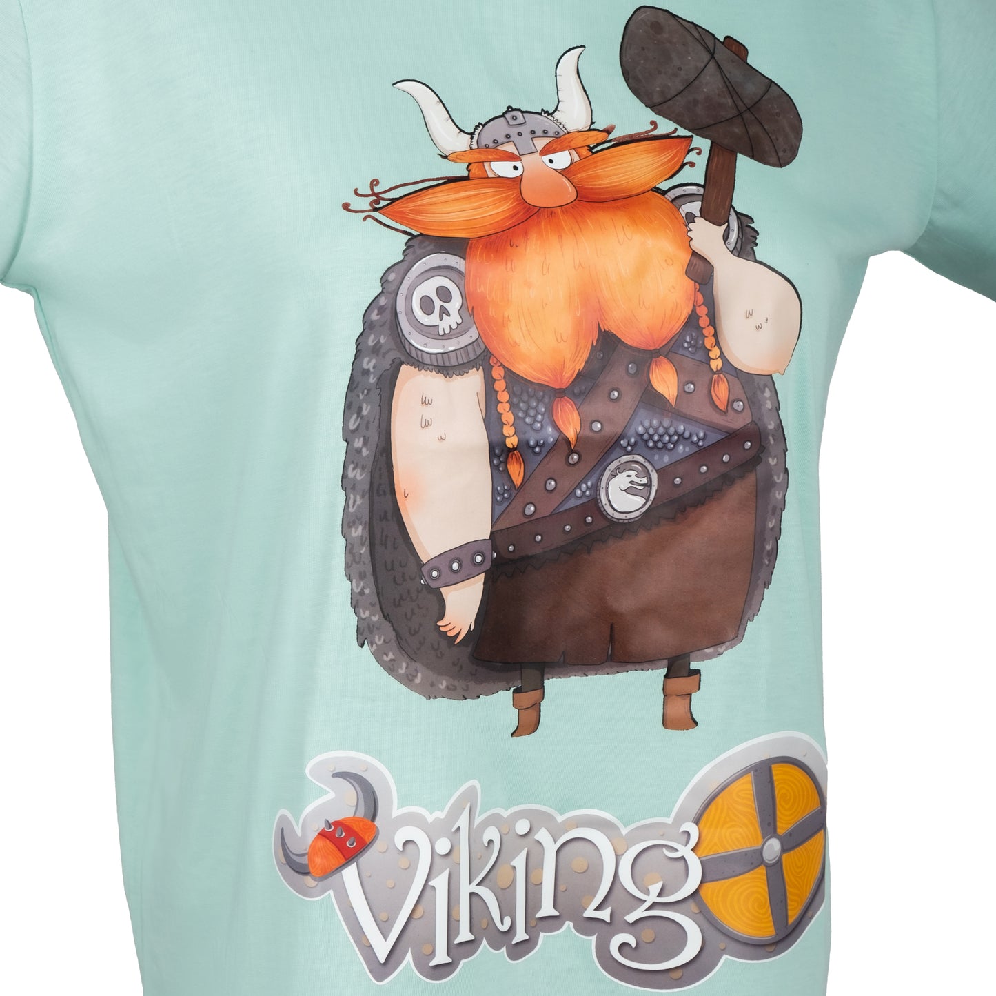 Mint Bisiklet Yaka Viking Baskılı Tişört